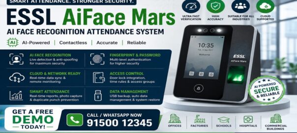 ESSL AiFace Mars face recognition attendance system Chennai installation biometric device