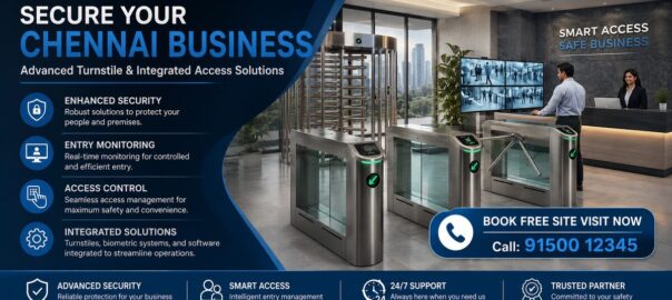 Turnstile access control systems in Chennai with biometric entry and security monitoring