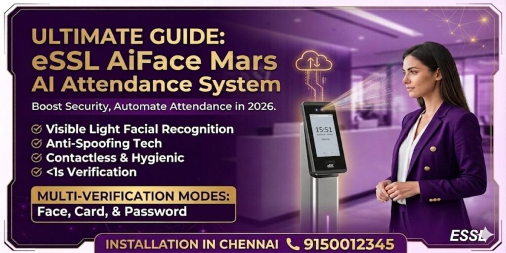 ESSL AiFace Mars face recognition attendance system Chennai installation biometric device