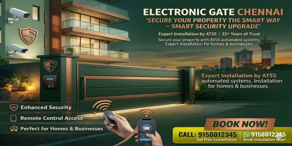 Electronic gate Chennai with remote control smart security system