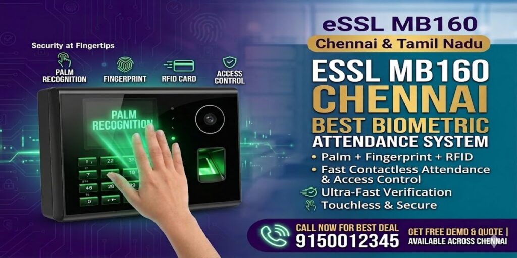 ESSL MB160 biometric attendance system Chennai with palm recognition fingerprint RFID access control