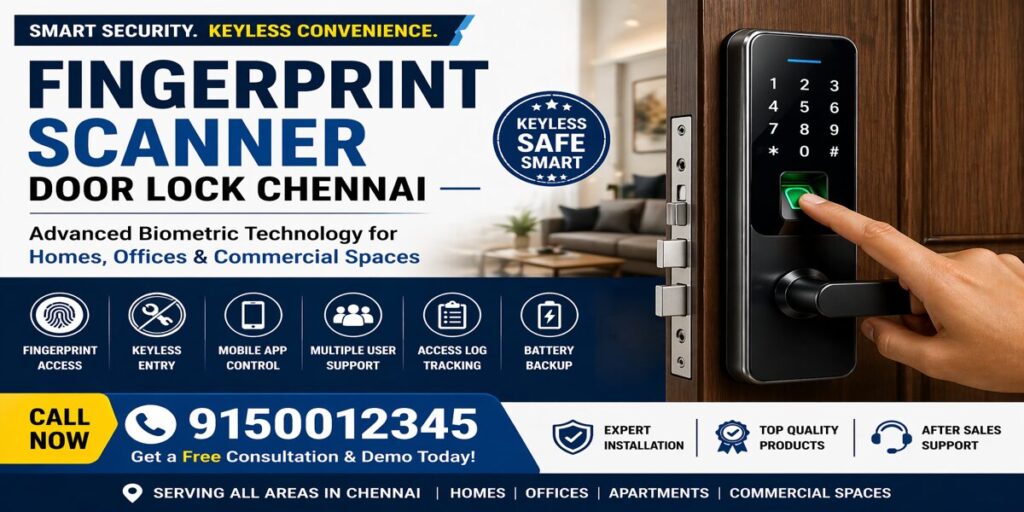 Fingerprint scanner door lock Chennai with keyless biometric access