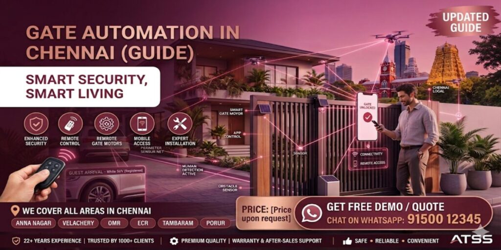 Gate automation Chennai with smart electronic gate and mobile control system