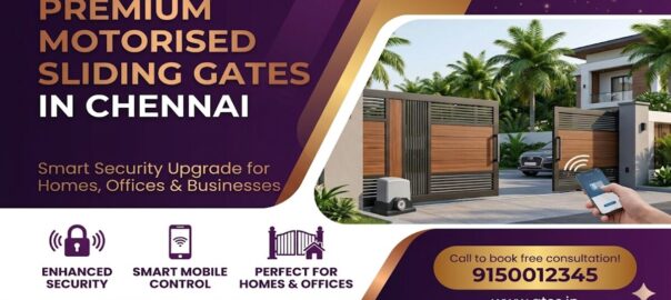 Motorised sliding gate in Chennai with smart automation and remote control access for homes and offices