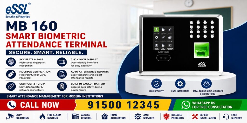 ESSL MB20 biometric attendance system Chennai with face recognition fingerprint RFID