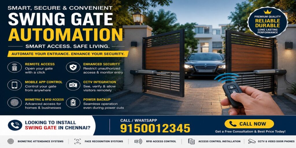 Swing gate Chennai with smart security