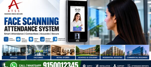 ATSS face scanning attendance system with eSSL facial recognition terminal for contactless employee attendance, payroll integration and access control in Chennai.
