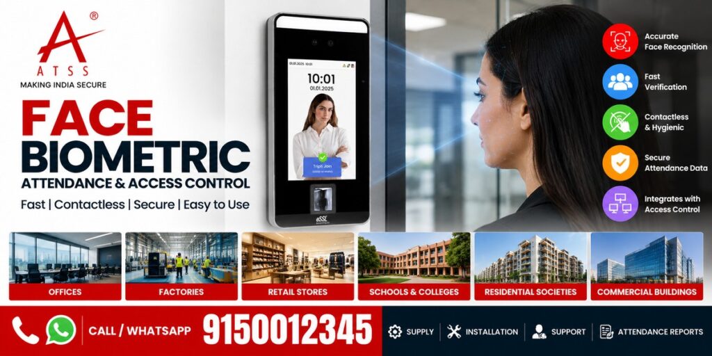 ATSS face biometric attendance machine with facial recognition and access control for offices and businesses in Chennai.
